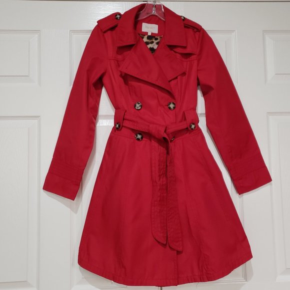 Laundry By Shelli Segal Jackets & Blazers - Laundry Red Belted Lined Dbl Breasted Raincoat, SM